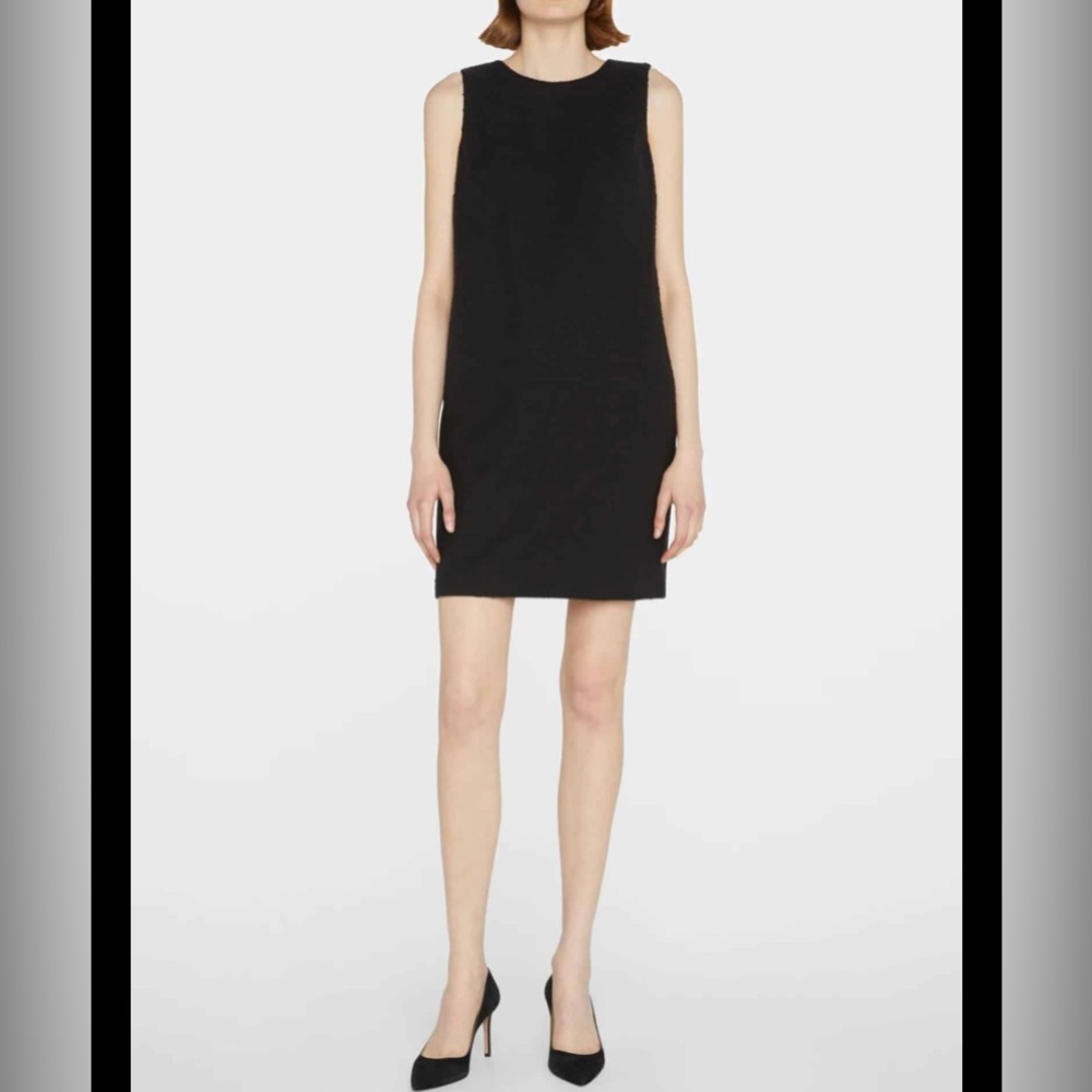 Authentic Miu Miu Black Boucle Sleeveless Italian Shift Dress 42
